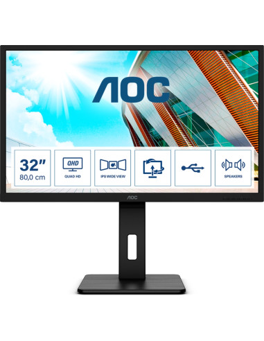 AOC Q32P2, 31.5" IPS WLED, 2560x1440@75Hz, 4ms GTG, 250cd/m2, 1000:1, 50M:1 DCR, Adaptive Sync, FlickerFree, Low Blue Light, 