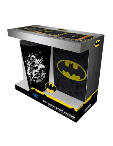 Комплект ABYSTYLE DC COMICS - Pck XXL glass + Pin + Pocket Notebook "Batman"