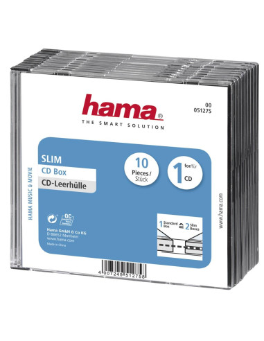 Hama Slim CD кутийки за дискове, опаковка от 10 бр, 51275