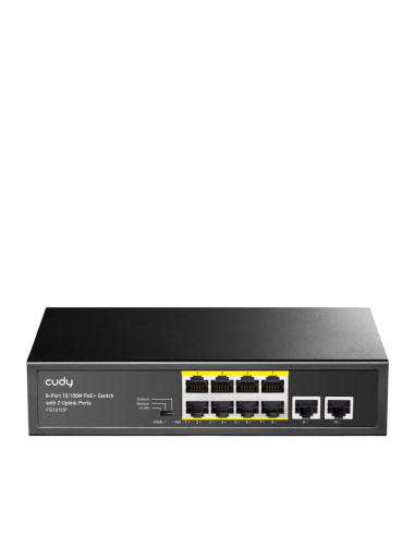 Суич Cudy FS1010P, 8 портов, 10/100, PoE+ Switch 120W, 2 x Uplink порта