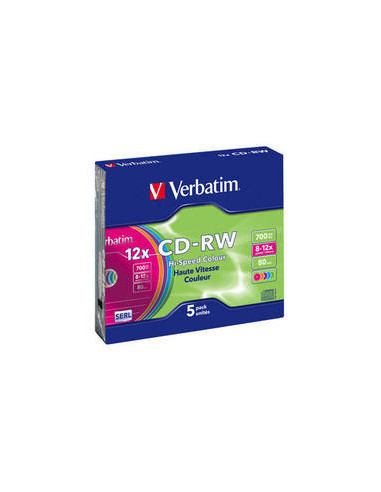 CD-RW SERL 12x, 700MB, 5бр. с цветна повърхност