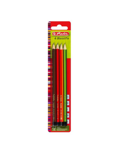 Моливи графитни, твърдости H, HB, B, 2B, 4 броя - herlitz