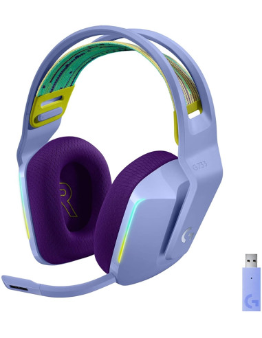 Геймърски слушалки Logitech G733 Lilac Lightspeed Wireless RGB, Микрофон, Лилави