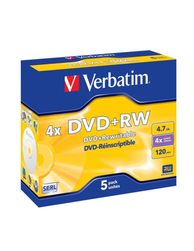 DVD+RW 4.7GB 4X, мат сребро, 5бр.