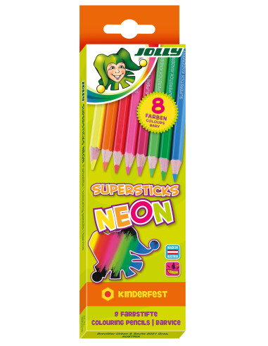 Моливи JOLLY KINDERFEST NEON MIX, 8 цвята