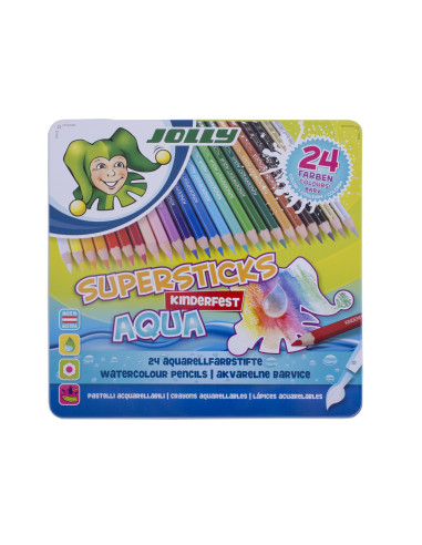 Акварелни моливи JOLLY  KINDERFEST AQUA, метална кутия, 24 цвята