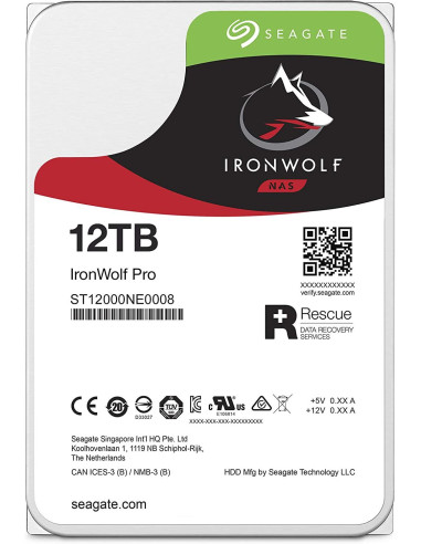 Хард диск SEAGATE IronWolf Pro, 12TB, 256MB, 7200 rpm, SATA 6.0Gb/s, ST12000NE0008