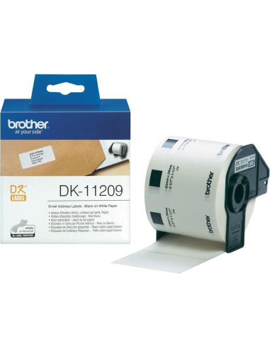 Brother DK-11209 Small Address Paper Labels, 29mmx62mm,  800 labels per roll, (Black on White)