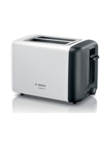 Bosch TAT3P421, Compact toaster, DesignLine, 820-970 W, Auto power off, Defrost and warm setting, Lifting high, White