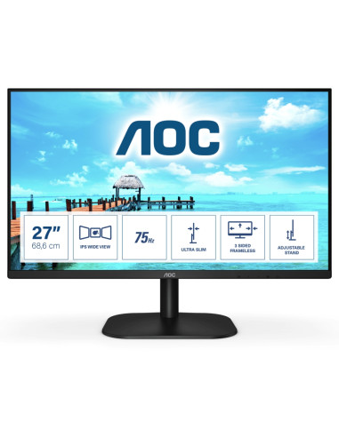 AOC 27B2H/EU, 27" IPS WLED, 1920x1080@75Hz, 4ms GTG, 250cd/m2, 1000:1, DC20M:1, FlickerFree, Low Blue Light, Tilt, D-SUB, HDM