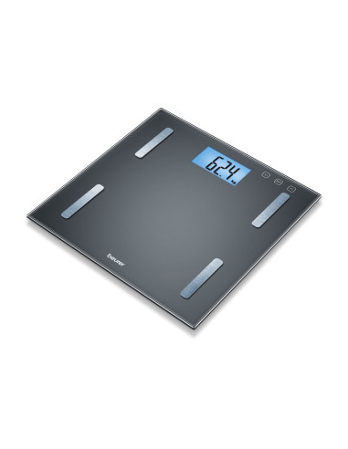 Beurer BF 180 diagnostic bathroom scale, Blue illuminated LCD display, Digit size: 34 mm, Weight, body fat, body water, muscl