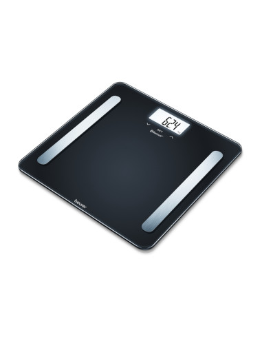 Beurer BF 600 BT diagnostic bathroom scale in pure black, Weight, body fat, body water, muscle percentage, bone mass, AMR/BMR