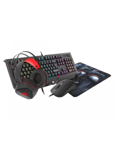 Genesis Gaming Combo Set 4In1 Cobalt 330 RGB Keyboard + Mouse + Headphones + Mousepad, US Layout