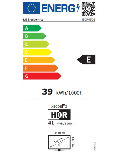 LG 45GR95QE-B, 44.5" Ultragear OLED AG/LR 0.03ms , 21:9 Curved 800R Gaming WQHD (3440x1440), 240HZ, 1000cd/m, CR:1500000:1, A