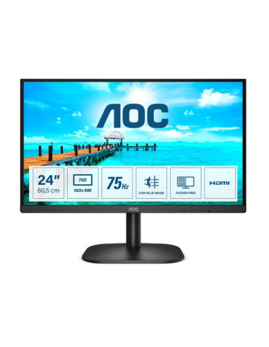 AOC 24B2XHM2, 23.8" VA WLED, 1920x1080@75Hz, 4ms GTG, 250cd/m2, 3000:1, DC20M:1, FlickerFree, Low Blue Light, Tilt, D-SUB, HD