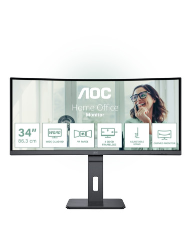 AOC CU34P3CV, 34" VA WLED, Curved 1500R, 3440x1440@100Hz, 4ms GtG, 1ms MPRT, 300cd m/2, DCR 3000:1, 50M:1, AdaptiveSync, Flic