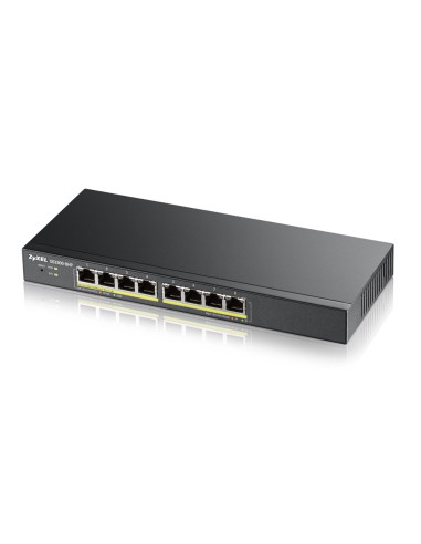 ZyXEL GS1900-8HP, 8-port GbE L2 PoE Smart Switch, 802.3at, desktop, fanless, 70 Watt