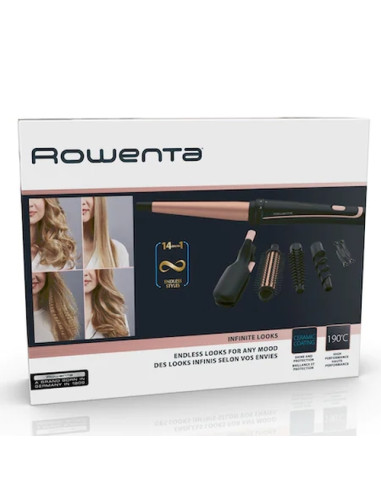 Rowenta CF4231F0 Multi Styler Infinite looks 14 in 1, conical, monotemp, accessories: conical curling wand, 2 in 1 straighten