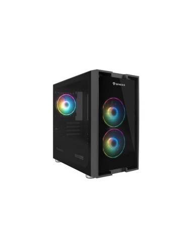 Genesis PC Case Irid 353 ARGB MATX Mini Tower Window, Black