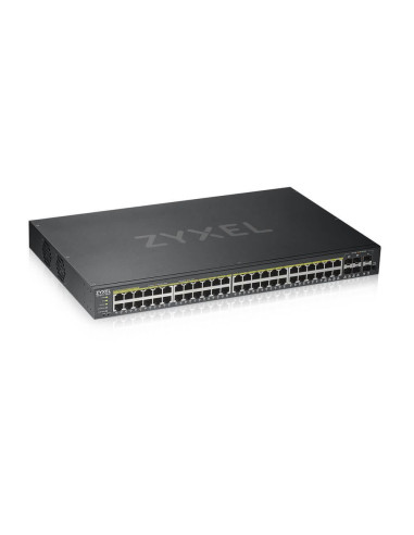 ZyXEL GS1920-48HPv2, 50 Port Smart Managed PoE Switch 44x Gigabit Copper PoE and 4x Gigabit dual pers., hybrid mode, standalo