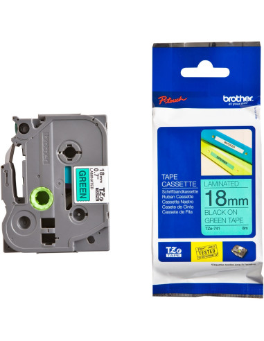 Brother TZe-741 Tape Black on Green, Laminated, 18mm, 8 m - Eco