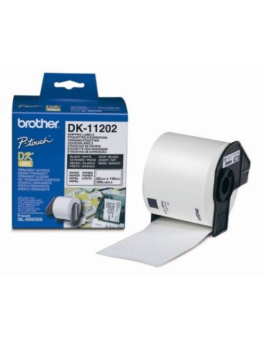 Brother DK-11202 Shipping Labels, 62mmx100mm, 300 labels per roll, Black on White