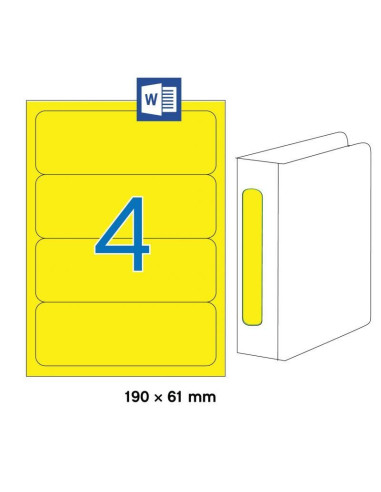 APLI 01374 Жълти принтерни етикети за папки и класьори 190х61мм