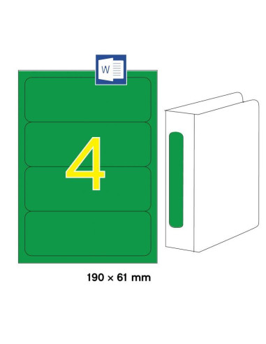 APLI 01377 Зелени принтерни етикети за папки и класьори 190х61мм