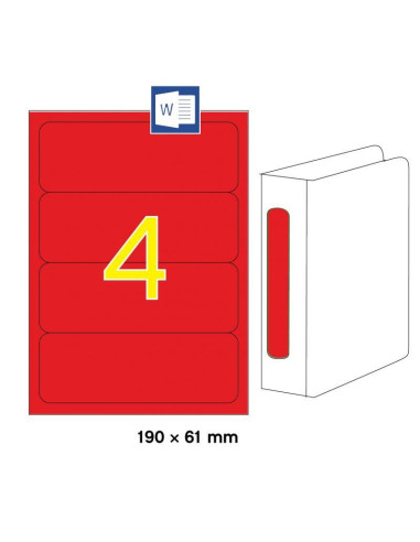 APLI 01376 Червени принтерни етикети за папки и класьори 190х61мм