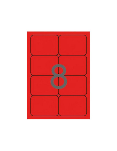 APLI 02876 Флуоресцентно червени самозалепващи етикети 99,1х67,7мм за лазерен принтер