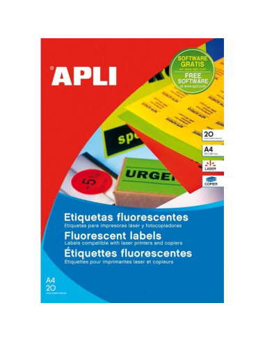 APLI 02868 Флуоресцентно червени самозалепващи етикети Ф60мм за лазерен принтер