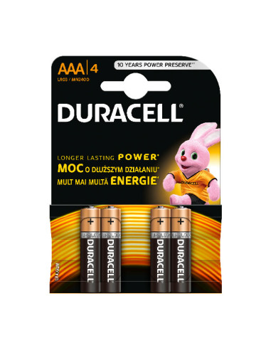 Алкална батерия Duracell Basic 1.5V LR3/AAA 4 бр.