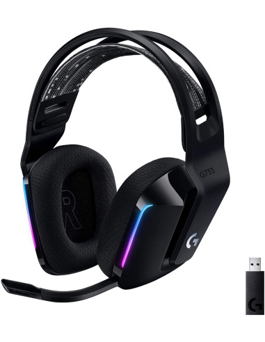 Геймърски слушалки Logitech G733 Lightspeed Wireless RGB, Микрофон, Черни