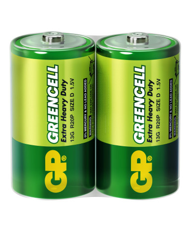 Цинк карбонова батерия GP Greencell 13G-S2, R20, 2 бр. в опаковка / shrink, 1.5V