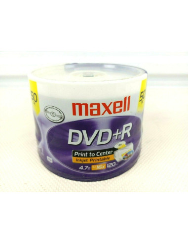 DVD+R MAXELL, 4,7 GB, 16x, Printable, 50 pk cake box