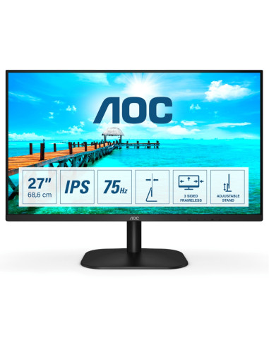 AOC 27B2DA, 27" IPS WLED, 1920x1080@75Hz, 4ms GtG, 250cd/m2, 1000:1. DC20M:1, Adaptive Sync, FlickerFree, Low Blue Light, 2Wx