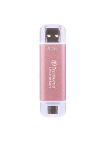 Transcend 512GB, USB External SSD, ESD310P, USB 10Gbps, Type C/ A, Pink