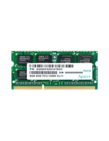 Apacer 8GB Notebook Memory - DDR3 SODIMM PC12800 512x8 @ 1600MHz