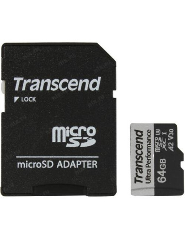 Transcend 64GB micro SD with adapter UHS-I U3 A2 Ultra Performance