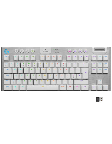 Безжична геймърска механична клавиатура Logitech, G915 TKL White Lightsync RGB, Tactile суичове