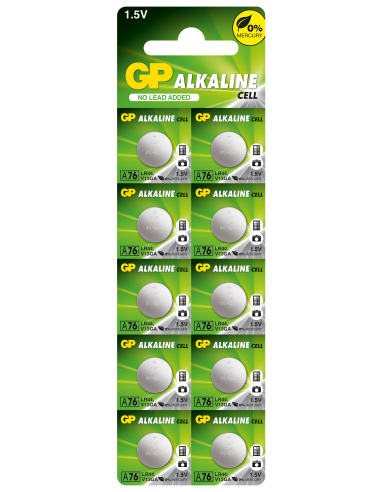 Бутонна алкална батерия GP BATTERIES, GPА76, LR44, 1.55V, Цена за 1 бр.