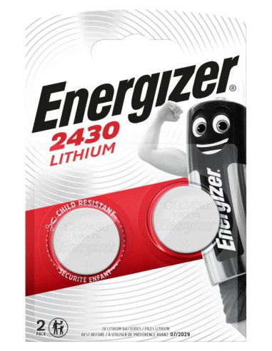 Бутонна батерия литиева ENERGIZER CR2430, 3V, 2 бр. в блистер, цена за 2 батерии