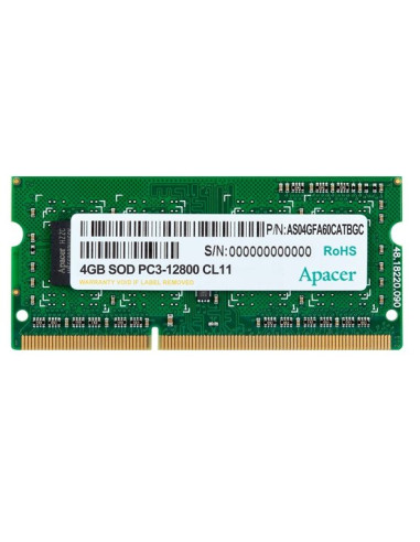 Apacer 4GB Notebook Memory - DDR3 SODIMM PC12800 @ 1600MHz