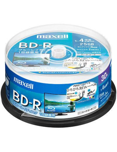 BD-R MAXELL, Single layer, Blu-Ray, 25 GB, 4x, Printable, 25 px.