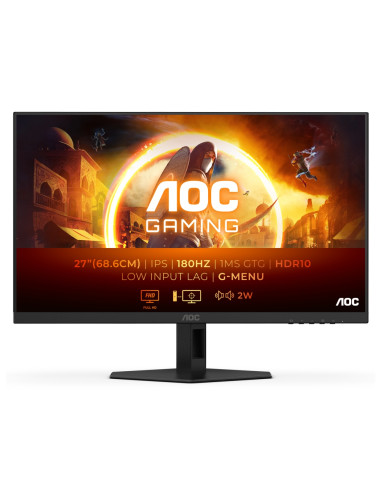 AOC 27G4XE, 27" IPS WLED, 1920x1080@180Hz, 1ms GtG, 0.5ms MPRT, 300cd m/2, 1000:1, 80M:1 DCR, Adaptive Sync, FlickerFree, Low