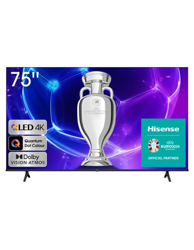 Hisense 75" E7KQ, 4K Ultra HD 3840x2160, QLED, Quantum Dot, HDR 10+, HLG, Dolby Vision, DTS Virtual X, Smart TV, WiFi 5GHz, W