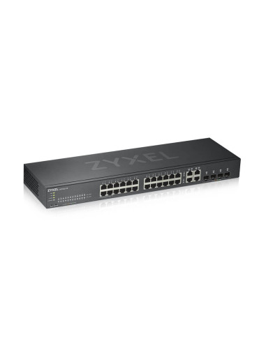 Суич ZYXEL GS1920-24V2, 24 портов Gigabit Smart-Managed,Fanless, за монтаж в шкаф