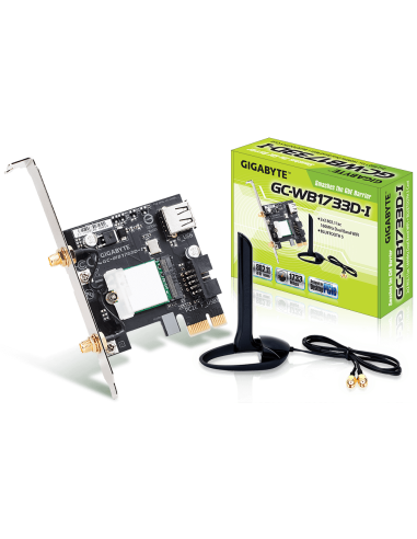 Безжичен PCI Express адаптер Gigabyte GC-WB1733D-I, 2x2 802.11ac 160MHz, Bluetooth 5.0