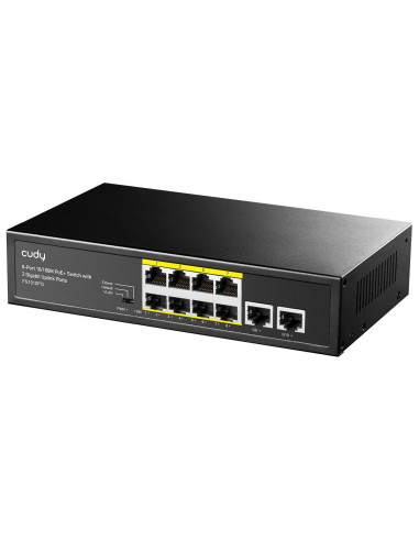 Суич Cudy FS1010PG, 8 портов, 10/100, PoE+ Switch 120W, 2 x Uplink порта 10/100/1000