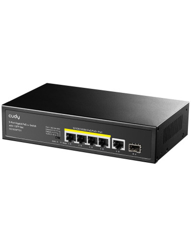 Суич Cudy GS1005PTS1, 5 портов, 10/100/1000, PoE+ Switch 120W, 1 SFP Slot